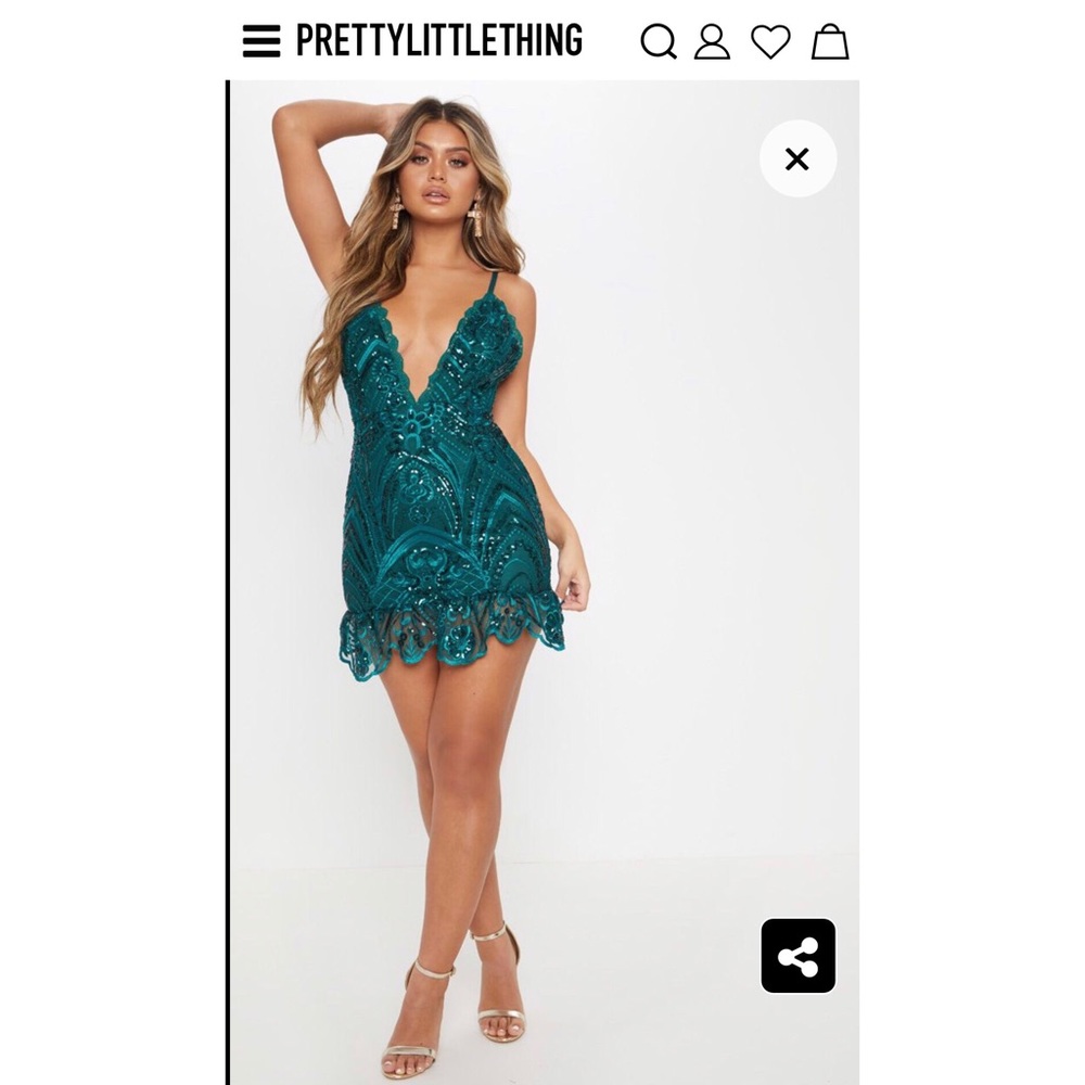 Pretty little thing Emerald Green Sequin dress